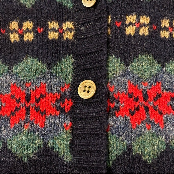 80s Shetland Wool Holiday Sweater Vest Red Green Small Vintage - Picture 2 of 4